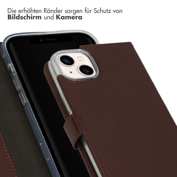 Selencia Echtleder Klapphülle Apple iPhone 14 Plus - Braun