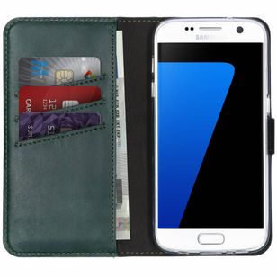 Selencia Echtleder Klapphülle Samsung Galaxy S7 - Grün