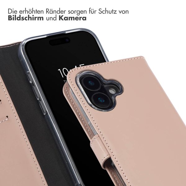 Selencia Echtleder Klapphülle Apple iPhone 16 Plus - Dusty Pink