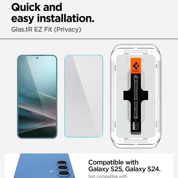 Spigen GLAStR Privacy EZ Fit Displayschutzfolie + Applicator - 2er-Pack Samsung Galaxy S25 / S24
