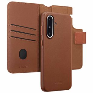 Accezz 2-in-1 Klapphülle aus Leder mit MagSafe Samsung Galaxy A36 / A56 - Kaffeebraun