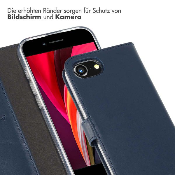 Selencia Echtleder Klapphülle Apple iPhone 17e / 16e - Blau