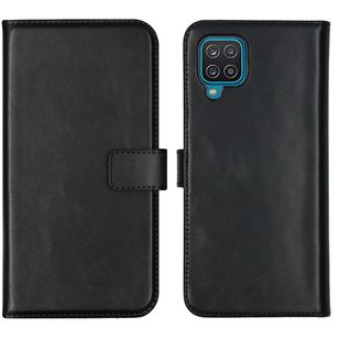Selencia Echtleder Klapphülle Samsung Galaxy A12 - Schwarz