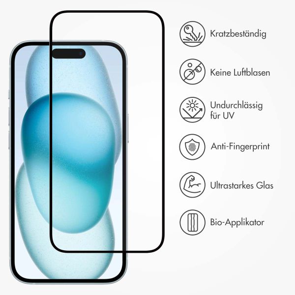 Accezz Dreifach starke Full Cover Schutzfolie mit Applikator für das Apple iPhone 14 Pro Max / 15 Plus / 16 Plus - Transparent