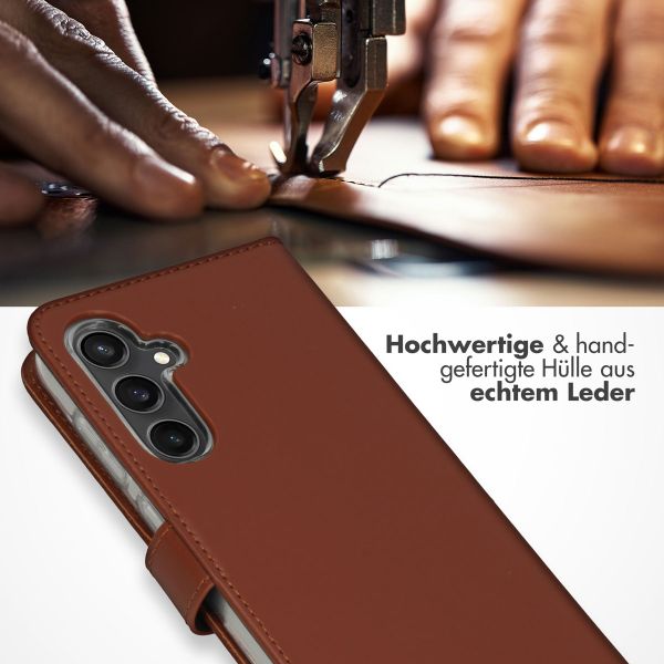 Selencia Echtleder Klapphülle Samsung Galaxy S23 FE - Hellbraun