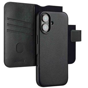 Accezz 2-in-1 Klapphülle aus Leder mit MagSafe Apple iPhone 16 - Onyx Black