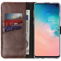 Selencia Echtleder Klapphülle Samsung Galaxy S10 - Braun