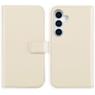 Selencia Echtleder Klapphülle Samsung Galaxy S25 - Greige