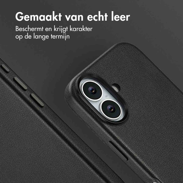 Accezz Echtleder Hülle + MagSafe Wallet Apple iPhone 17 - Onyx Black