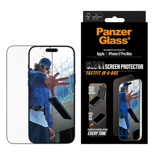 PanzerGlass Ultra Wide Fit FastFit in-a-box Screen Protector Apple iPhone 17 Pro Max