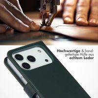 Selencia Echtleder Klapphülle Apple iPhone 17 Pro - Grün