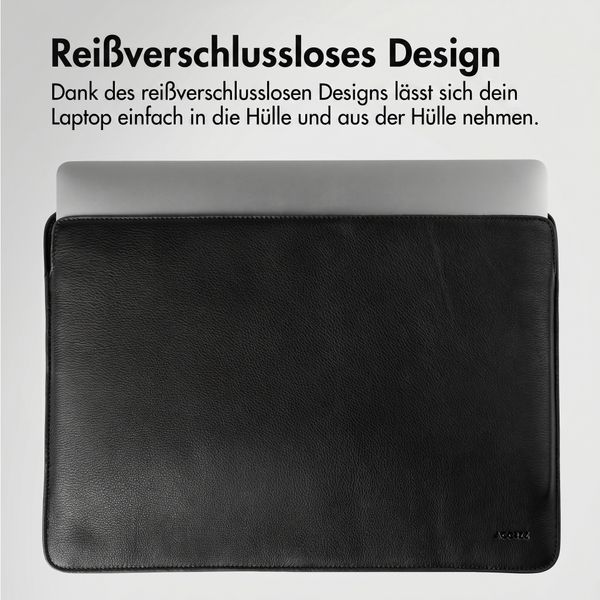 Accezz Leder Laptop Hülle 13 Zoll - Laptop Sleeve - Schwarz