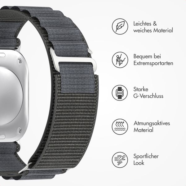 Accezz Nylon Alpine Armband für Apple Watch | 44/45/46/49 mm - Dark Grey