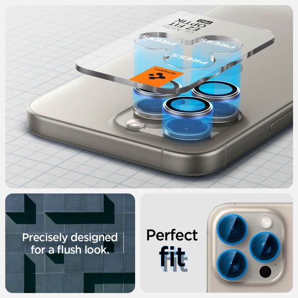 Spigen Optik Pro EZ Fit Lens Protector 2er-Pack Apple iPhone 16 Pro (Max) / 15 Pro (Max) - Titanium