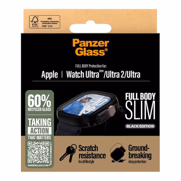 PanzerGlass Full Body Case Slim Apple Watch Ultra / Ultra 2 / Ultra 3 - 49 mm - Schwarz