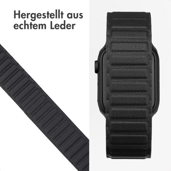 Accezz Magnetisches Echtlederarmband für Apple Watch | 38/40/41/42 mm - Schwarz