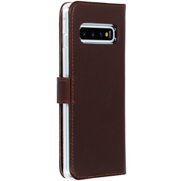 Selencia Echtleder Klapphülle Samsung Galaxy S10 - Braun