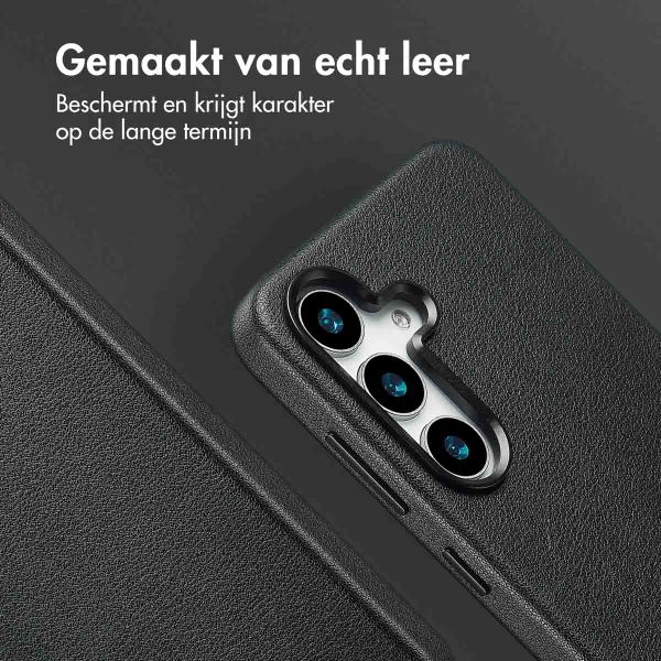 Accezz Echtleder Hülle + MagSafe Wallet Samsung Galaxy S25 Plus - Onyx Black