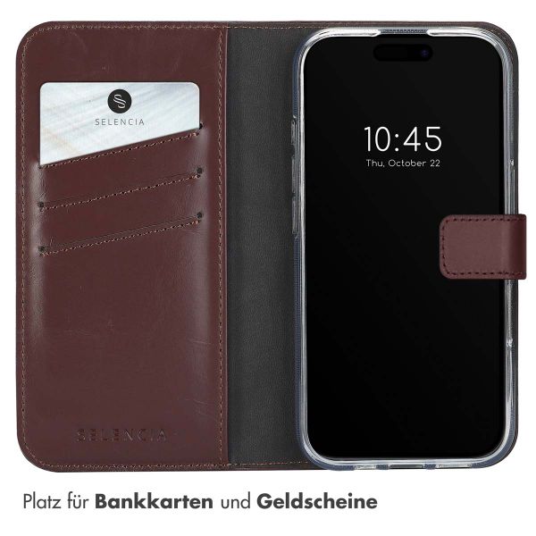 Selencia Echtleder Klapphülle Apple iPhone 16 - Braun