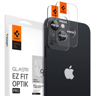 Spigen Optik Lens Protector - Vollständiger Kameraschutz (2er-Pack) für das Apple iPhone 15 / 15 Plus / 14 / 14 Plus - Black
