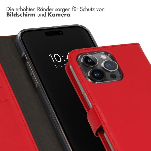 Selencia Echtleder Klapphülle Apple iPhone 15 Pro Max - Rot