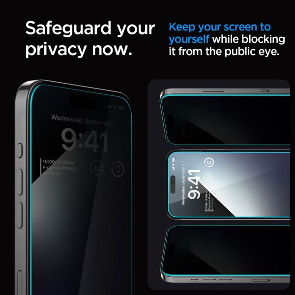 Spigen GLAStR Privacy EZ Fit Displayschutzfolie + Applicator - 2er-Pack Apple iPhone 15 Pro