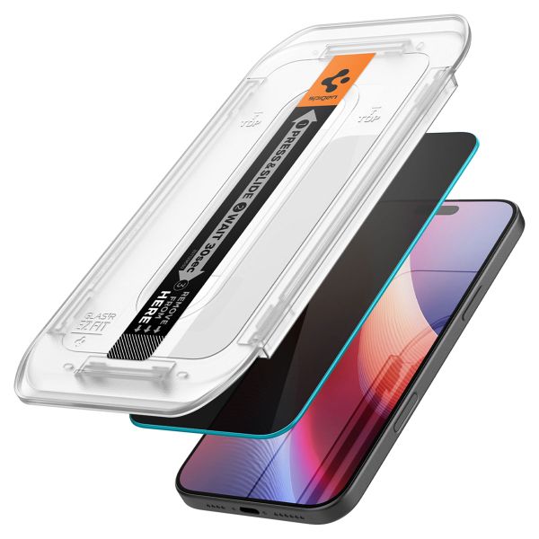 Spigen GLAStR Privacy EZ Fit Displayschutzfolie + Applicator - 2er-Pack Apple iPhone 17 / 17 Pro / 16 Pro
