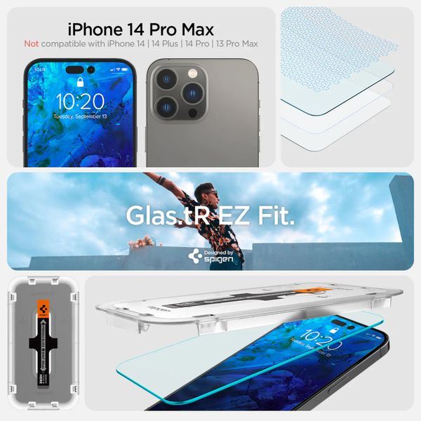 Spigen GLAStR Fit Displayschutzfolie 2er-Pack + Applicator Apple iPhone 14 Pro Max