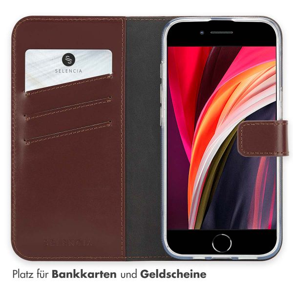 Selencia Echtleder Klapphülle Apple iPhone 17e / 16e - Braun