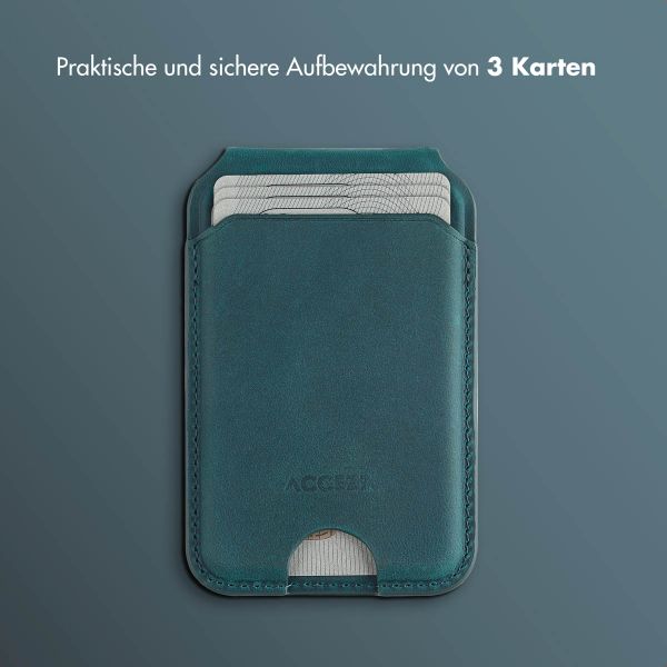 Accezz Vintage Leder MagSafe Kartenhalter mit Ständer - Smokey Green