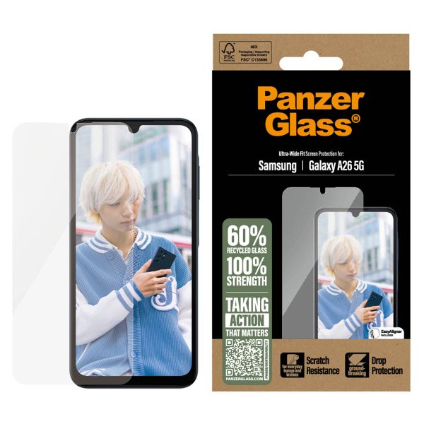 PanzerGlass Ultra-Wide Fit Antibakterieller Displayschutz mit Applikator Samsung Galaxy A26