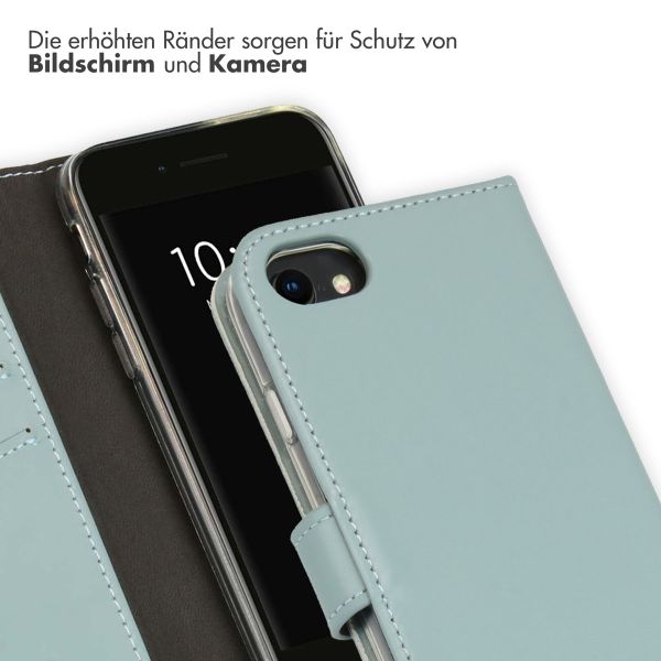 Selencia Echtleder Klapphülle Apple iPhone SE (2022 / 2020) / 8 / 7 / 6(s) - Air Blue