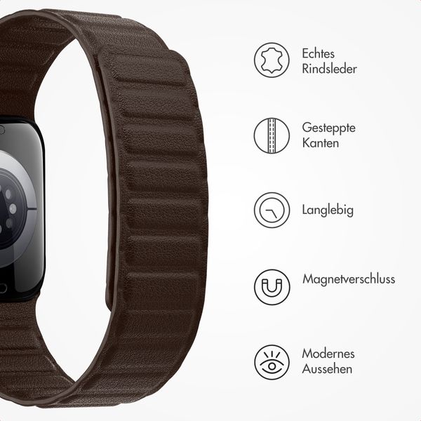 Accezz Magnetisches Echtlederarmband für Apple Watch | 44/45/46/49 mm - Chocolate Brown