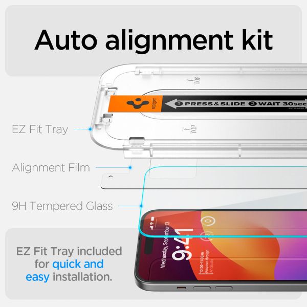Spigen GLAStR Fit Displayschutzfolie 2er-Pack + Applicator Apple iPhone 16 / 15