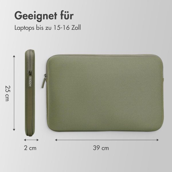 Accezz Laptop Hülle 15-16 Zoll - Laptop Sleeve - Dunkelgrün