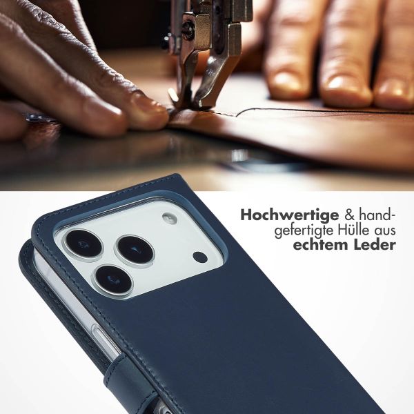 Selencia Echtleder Klapphülle Apple iPhone 17 Pro - Blau