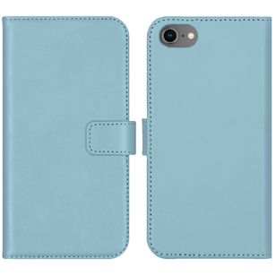 Selencia Echtleder Klapphülle Apple iPhone SE (2022 / 2020) / 8 / 7 / 6(s) - Air Blue