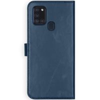 Selencia Echtleder Klapphülle Samsung Galaxy A21s - Blau