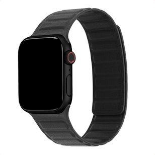 Accezz Magnetisches Echtlederarmband für Apple Watch | 44/45/46/49 mm - Schwarz