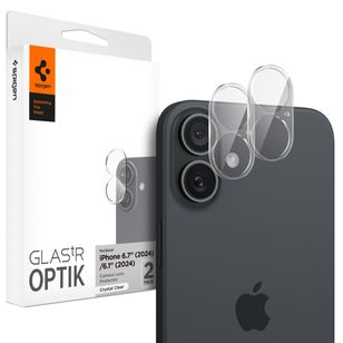 Spigen Optik Lens Protector - Vollständiger Kameraschutz (2er-Pack) für das Apple iPhone 16 / 16 Plus - Crystal Clear