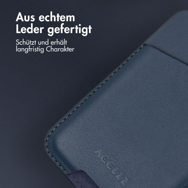 Accezz Lederkartenhalter - Geeignet für MagSafe und Qi2 - Nightfall Blue