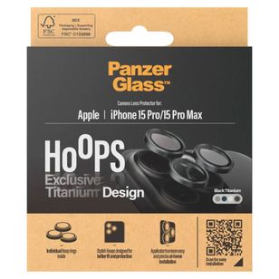 PanzerGlass Kameraprotektor Hoops Optic Rings für das Apple iPhone 15 Pro / 15 Pro Max - Black Titanium
