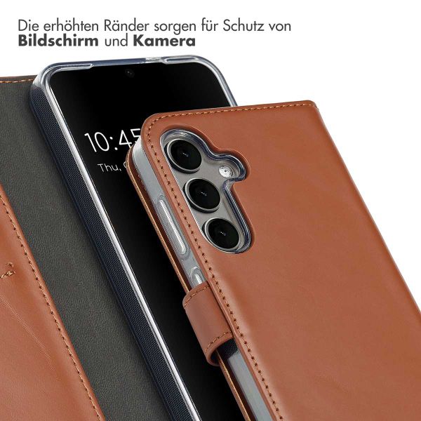 Selencia Echtleder Klapphülle Samsung Galaxy S25 Plus - Hellbraun