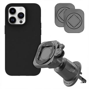 Accezz EasyLock Handyhalterung Auto - Inklusive Hülle für das Apple iPhone 15 Pro - Lüftungsgitter -  360 Grad drehbar - Schwarz