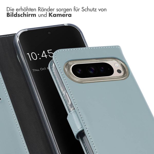 Selencia Echtleder Klapphülle Google Pixel 9 / 9 Pro - Air Blue
