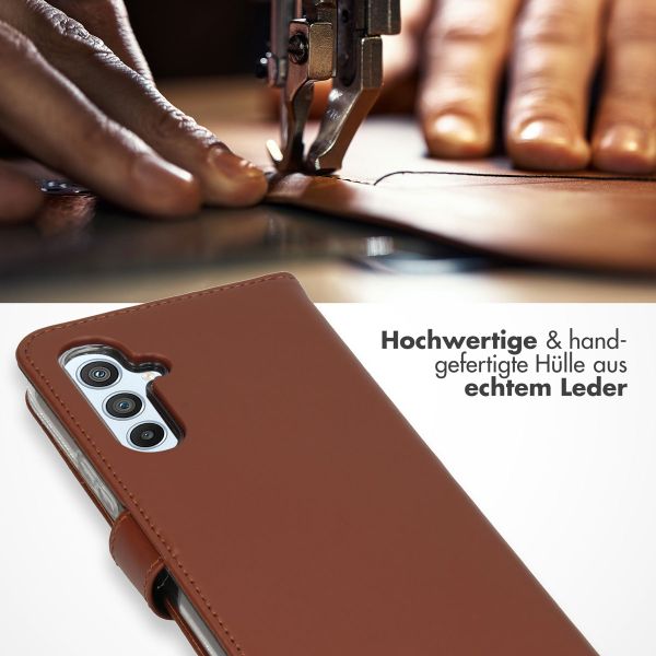 Selencia Echtleder Klapphülle Samsung Galaxy A54 (5G) - Hellbraun