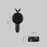 Accezz Autolader mit ausziehbaren Kabeln – USB-C / Lightning – 57W – Schwarz
