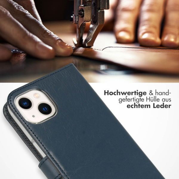 Selencia Echtleder Klapphülle Apple iPhone 13 - Blau