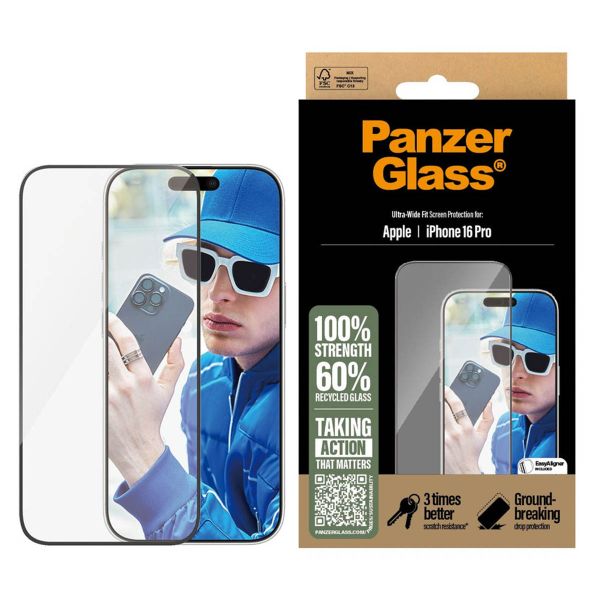 PanzerGlass Ultra-Wide Fit Antibakterieller Displayschutz Apple iPhone 16 Pro