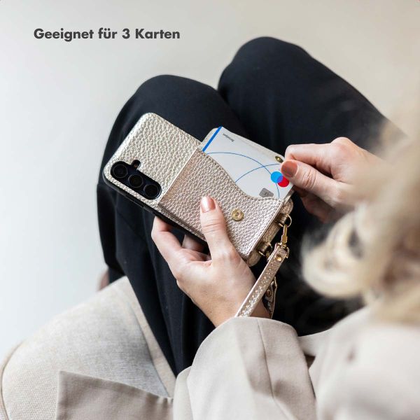 Selencia Sera HandyHülle mit Kordel und Umschlag-Kartenhalter Samsung Galaxy A18 / A17 / A26 - Champagne